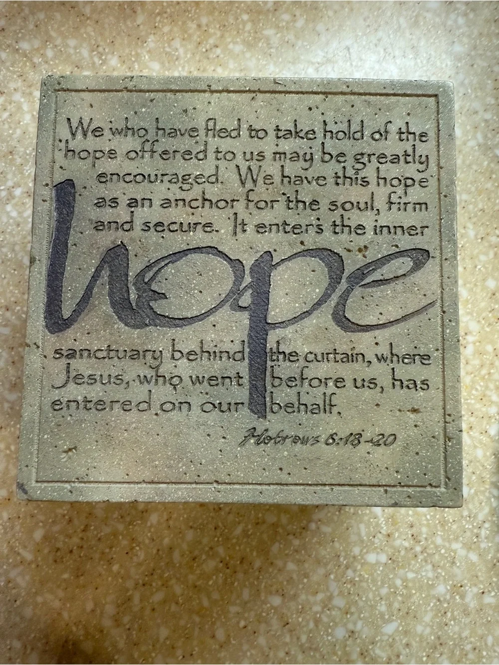 Inspirational Religious 'Hope' 2004 Demdaco by Faith Bill Stross BoxBeige/Gray
